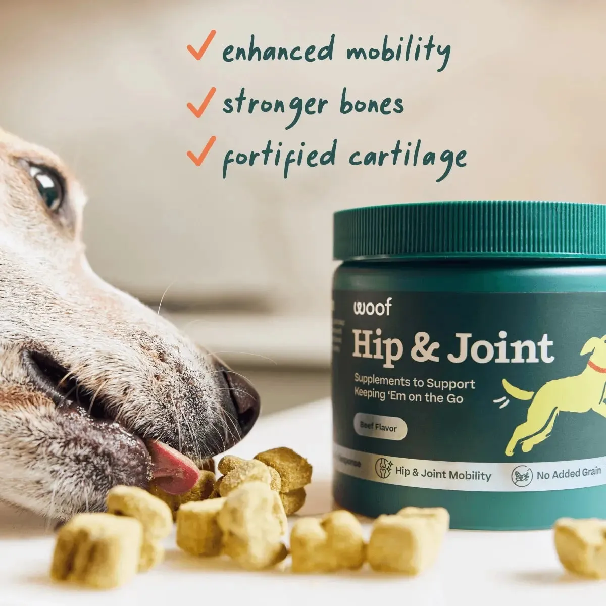 Woof Hip & Joint Beef Flavored Chew Hip & Joint Supplement for Dogs