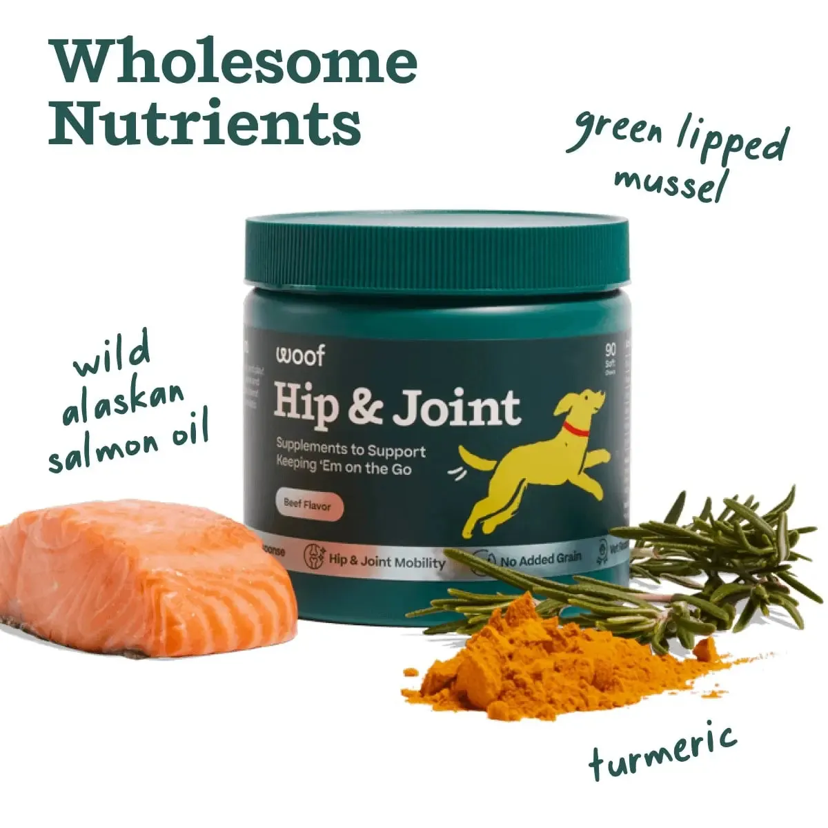 Woof Hip & Joint Beef Flavored Chew Hip & Joint Supplement for Dogs