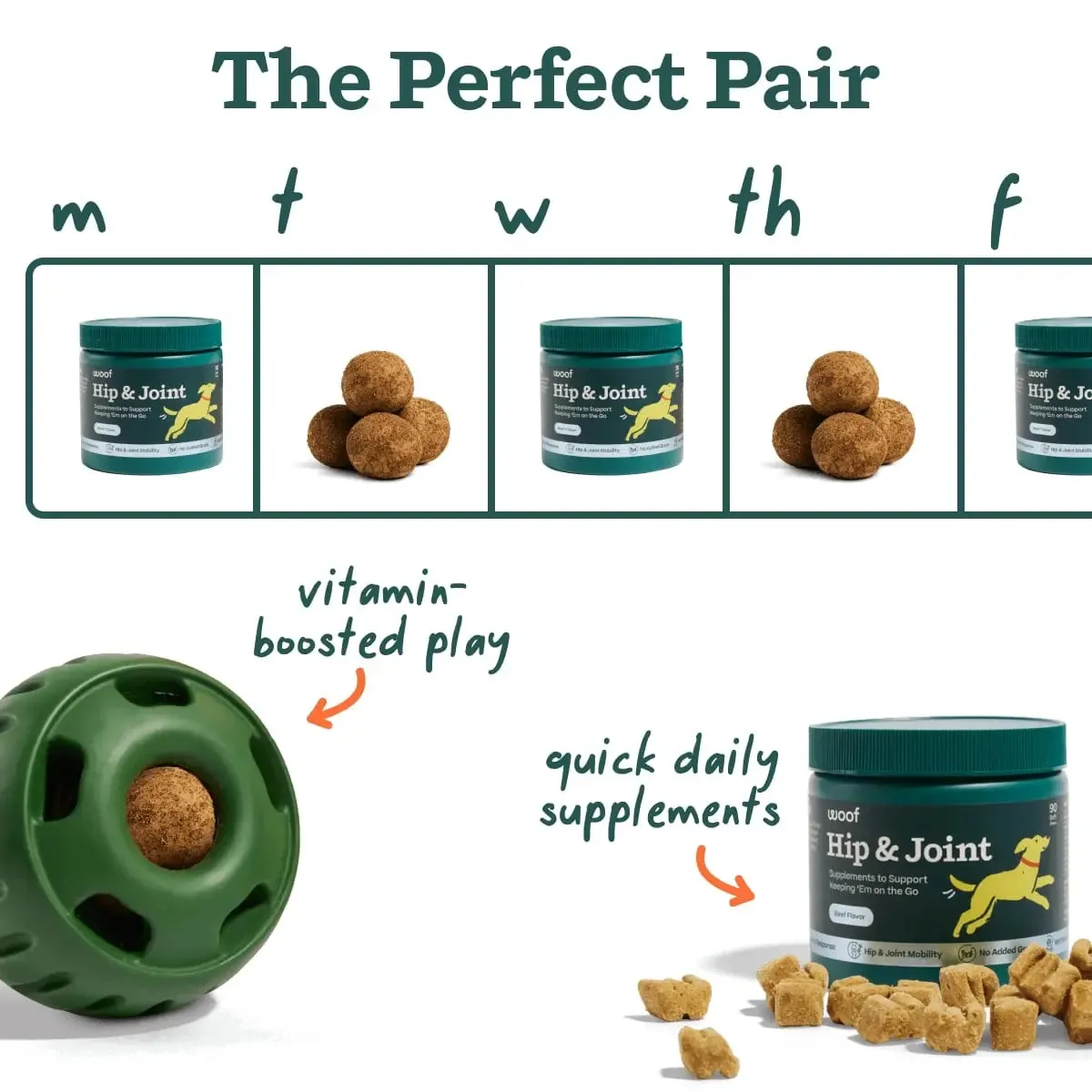Woof Hip & Joint Beef Flavored Chew Hip & Joint Supplement for Dogs