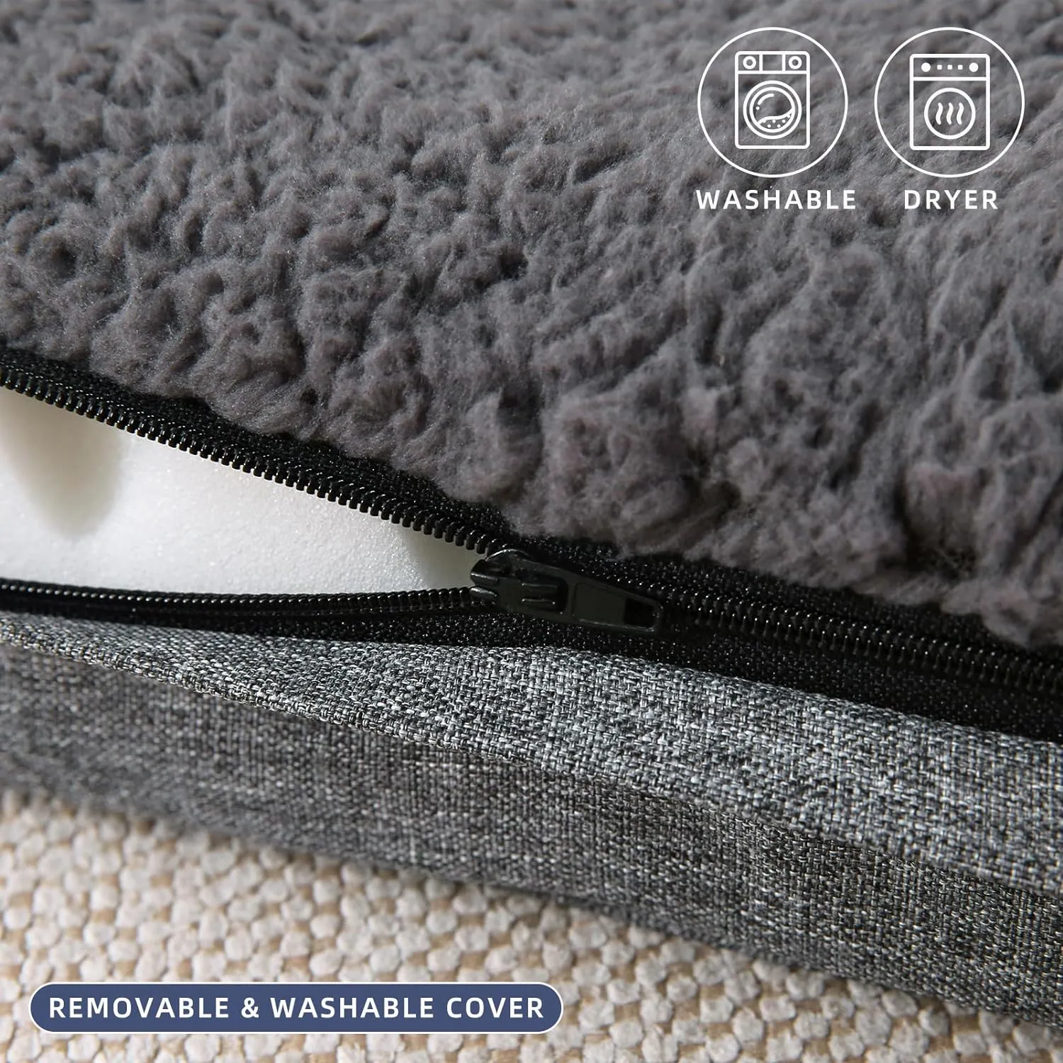 XLarge Dog Beds, Orthopedic Dog Beds for Large Dogs with Removable Washable Cover, XL Dog Beds Large Sized Dog, Egg Crate Foam Pet Bed Mat, Dark Grey, 44x32x3in, Suitable for Dogs Up to 100lbs