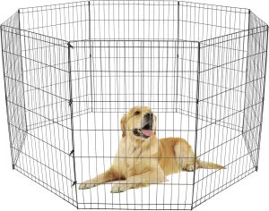ZENY Puppy Pet Playpen 8 Panel Indoor Outdoor Metal Portable Folding Animal Exercise Dog Fence, 24" W x 36" H